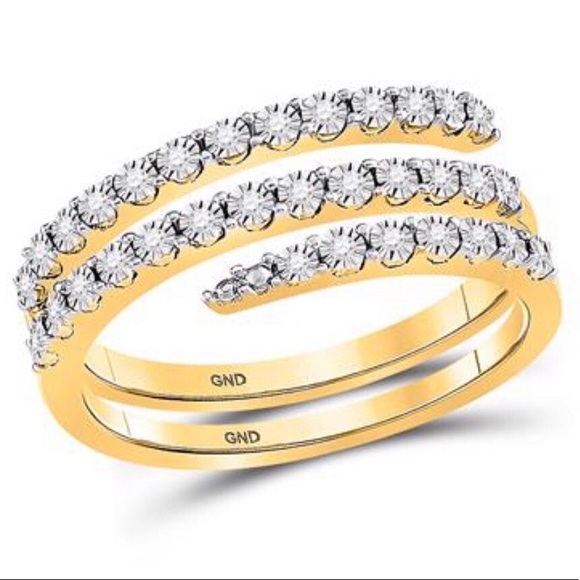 Real diamond stunning spiral band not CZ not moissanite promise wedding ring WOW - Picture 1 of 3